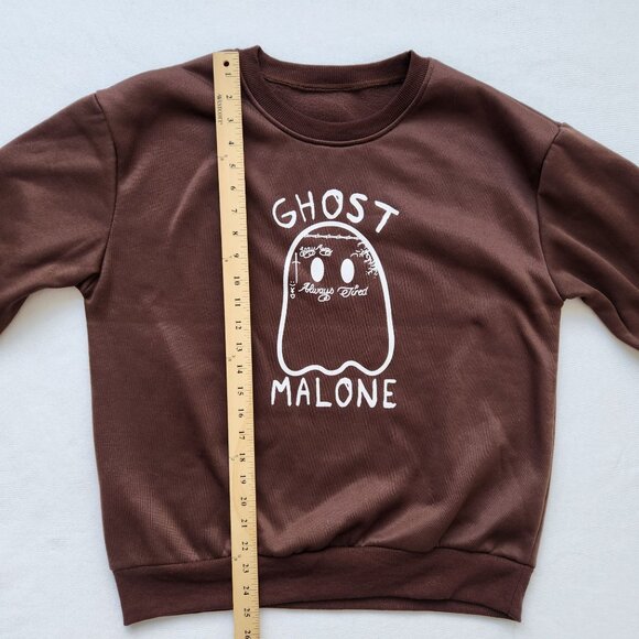 Ghost Post Malone Brown Graphic Sweatshirt Soft Cozy Comfy Cute Concert Band M - Picture 7 of 7